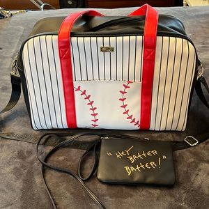 Betsey Johnson, Luv Betsey, baseball weekender bag with clutch